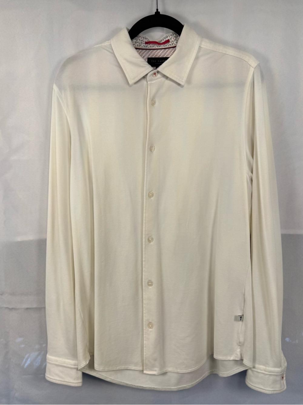Ted Baker London Ivory Knit Button Front Shirt Size 4 Long Sleeve